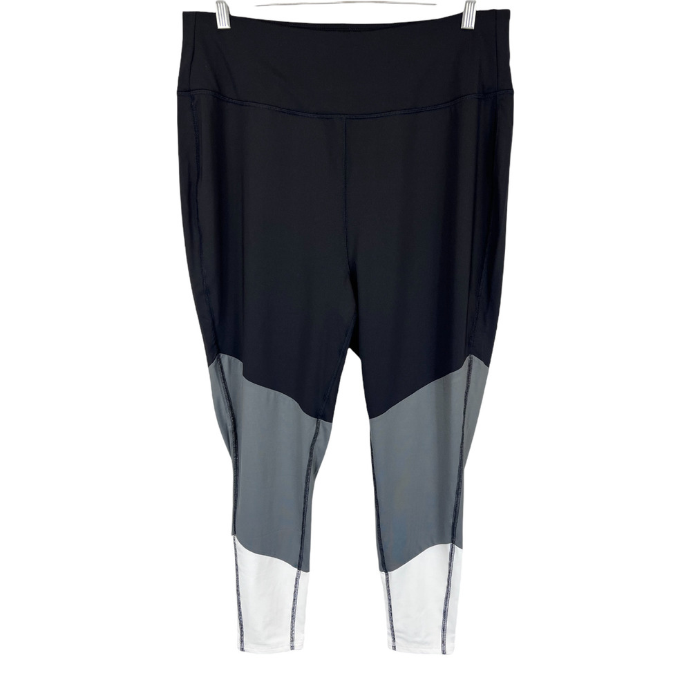Tracy Anderson for G.I.L.I. Color-Blocked Pull-On Ankle Leggings Black 1X Size